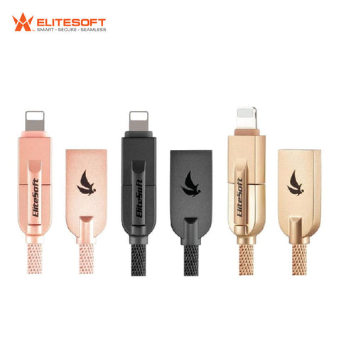 [Fast Charging] Elitesoft The Knight 2 in 1 USB Cable Lightning & Micro-USB