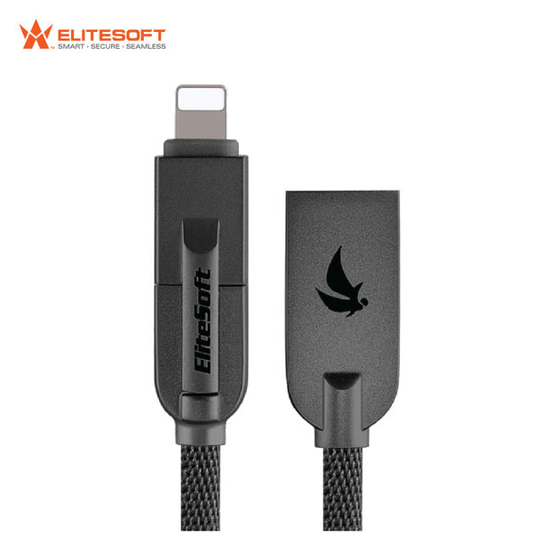 [Fast Charging] Elitesoft The Knight 2 in 1 USB Cable Lightning & Micro-USB