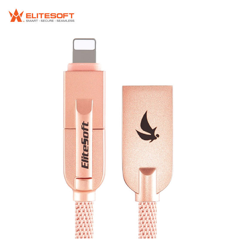 [Fast Charging] Elitesoft The Knight 2 in 1 USB Cable Lightning & Micro-USB